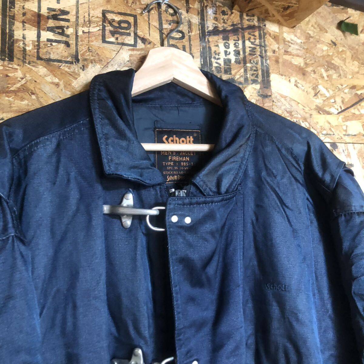 ビックサイズ 90s schott ファイヤーマンジャケット ヴィンテージ ネイビー ジャケット JACKET ミリタリー ショット idel ジッパー XL