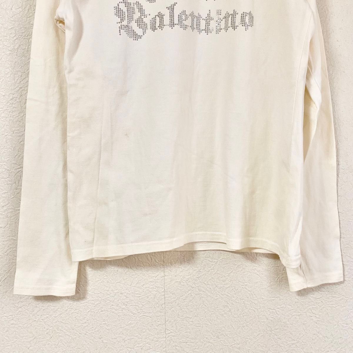 LUCIANO VALENTINO ルチアーノバレンチノ　ビジュー　ロゴ　 長袖　Tシャツ M ビンテージ ホワイト ロンT