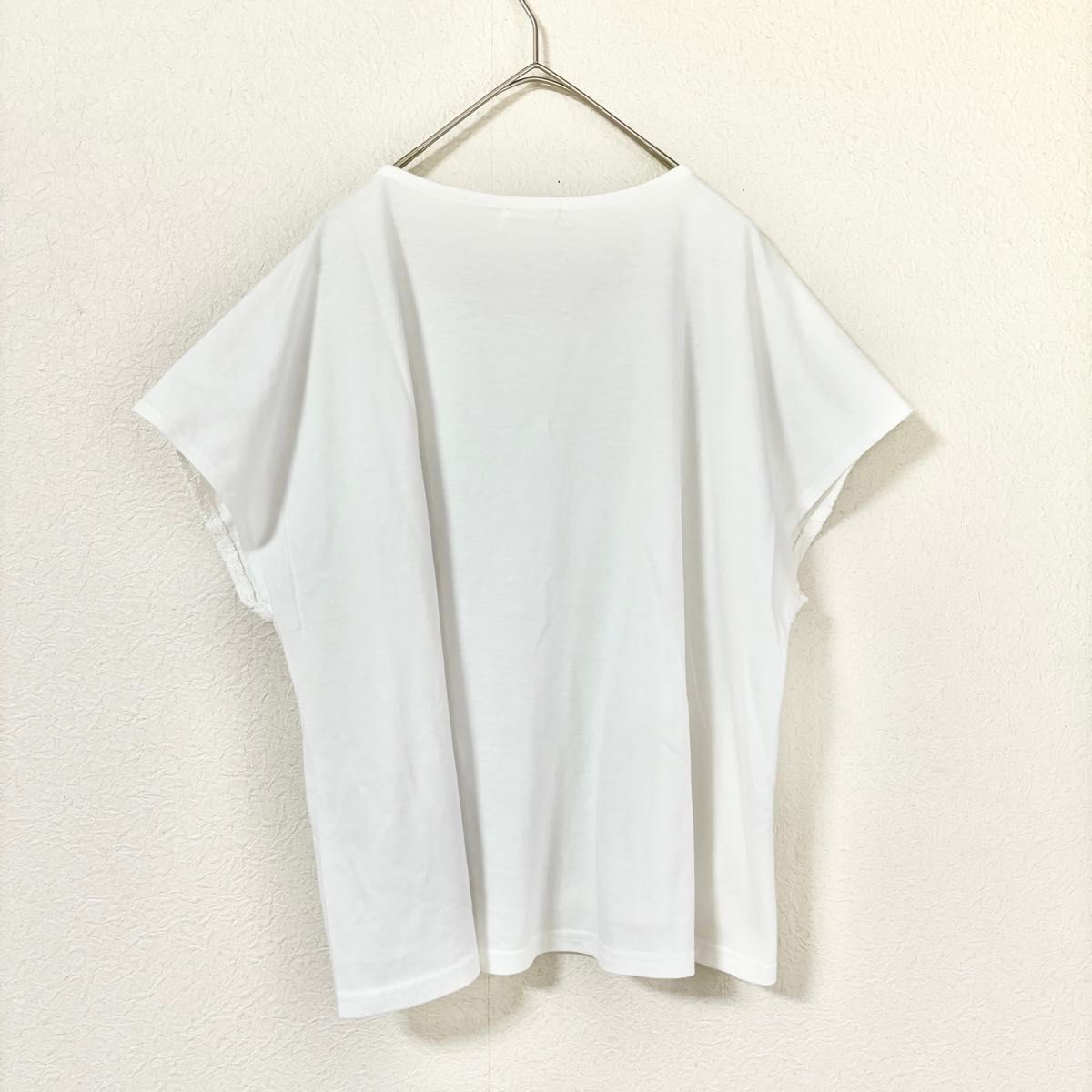 Maple feel トップス　カットソー　プルオーバー　Tシャツ 半袖　レース　3L 大きなサイズ　ホワイト　白