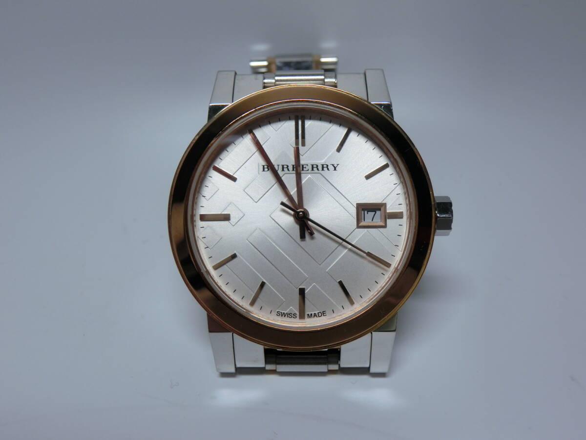 [N3018-O6005go] used :BURBERRY Burberry wristwatch BU9105 stainless steel silver rose Gold THE CITY quarts 
