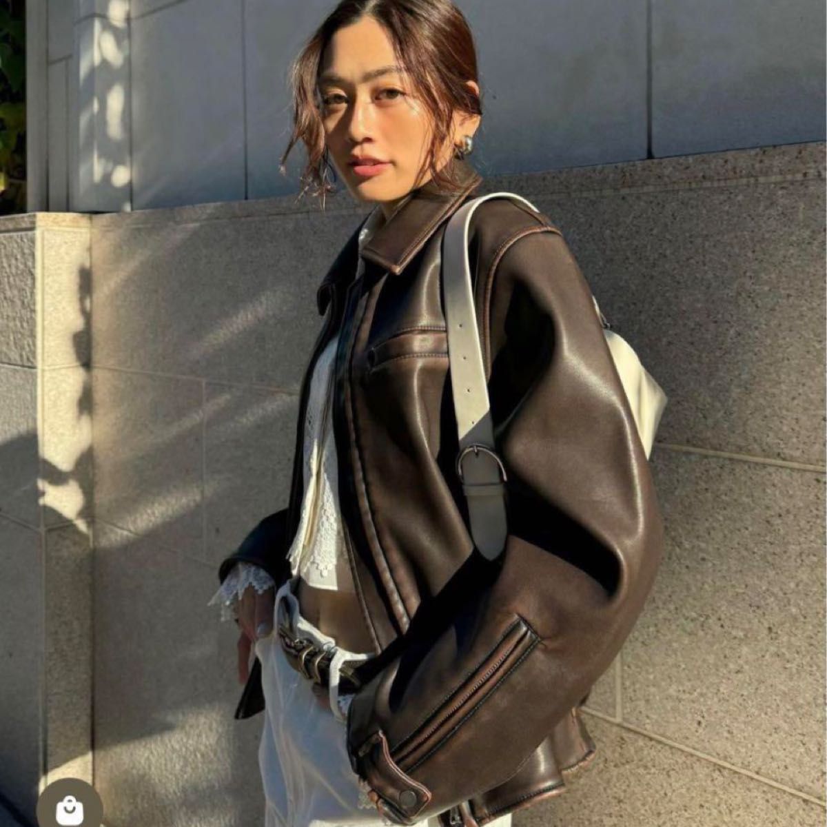 MICHIXSLY F/LEATHER ジャケット ブラウン ミチスライ コラボ MICHIXSLY F/LEATHER ジャケット ブラウン ミチスライ コラボ