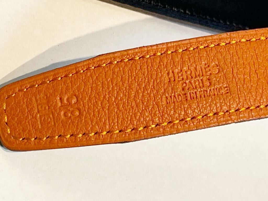 HERMES エルメス コンスタンス Hベルト サイズ 85リバーシブル ブラック オレンジ バックル ゴールド金具 _画像9