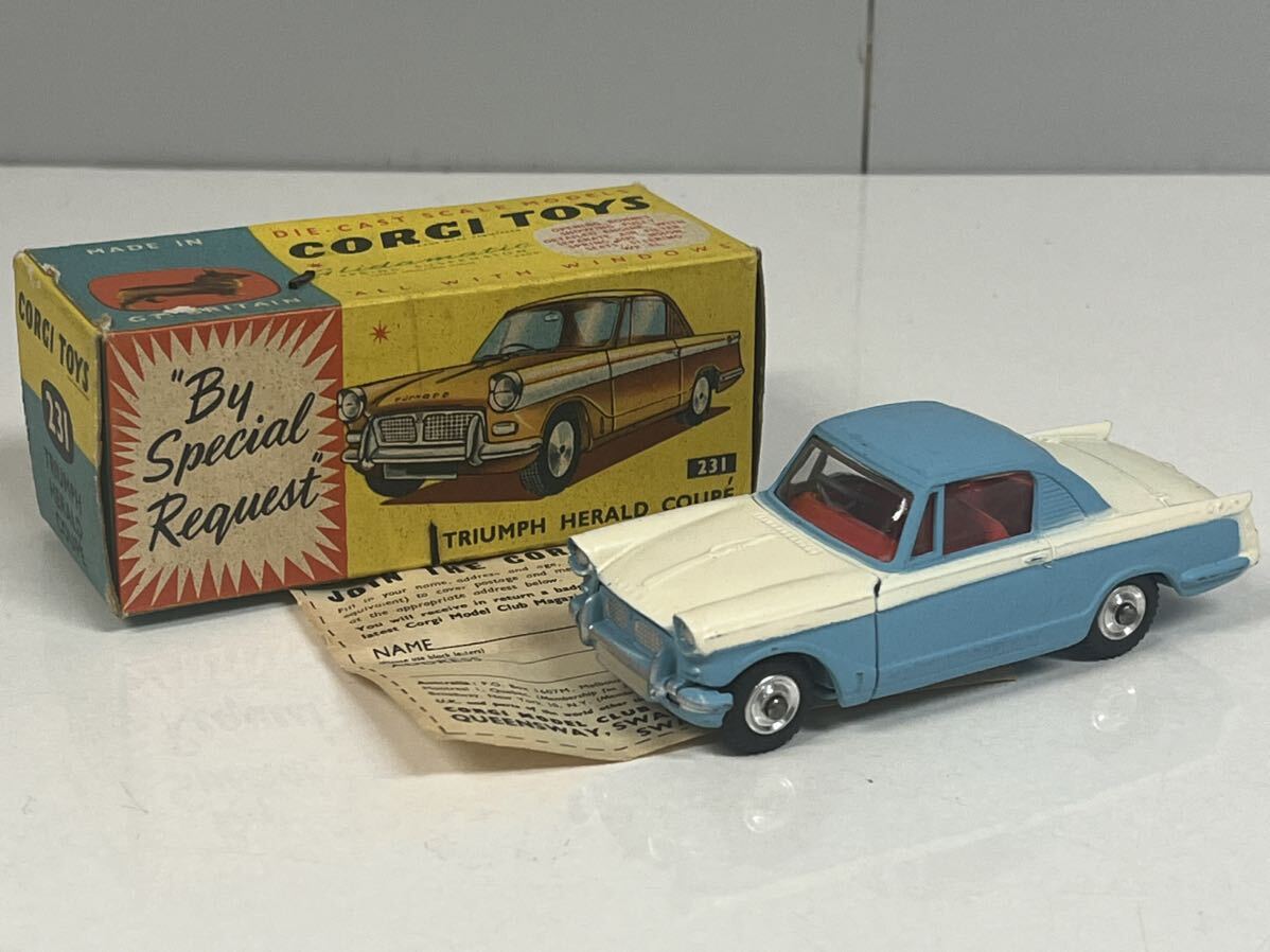 美品 当時物 CORGI TOYS TRIUMPH HERALD Coupe 231 コーギー トイズ 箱付 made in Britain ミニカー 車 おもちゃ コレクター レア 希少 _画像1