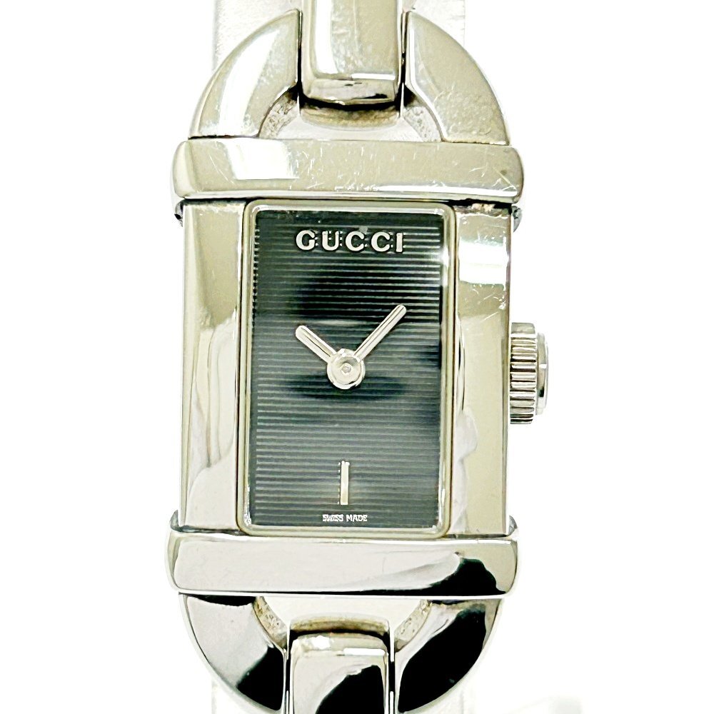【1円スタート】GUCCI グッチ 6800L バンブー SS ブラック文字盤 クオーツ レディース腕時計 ジャンク 253981_画像2