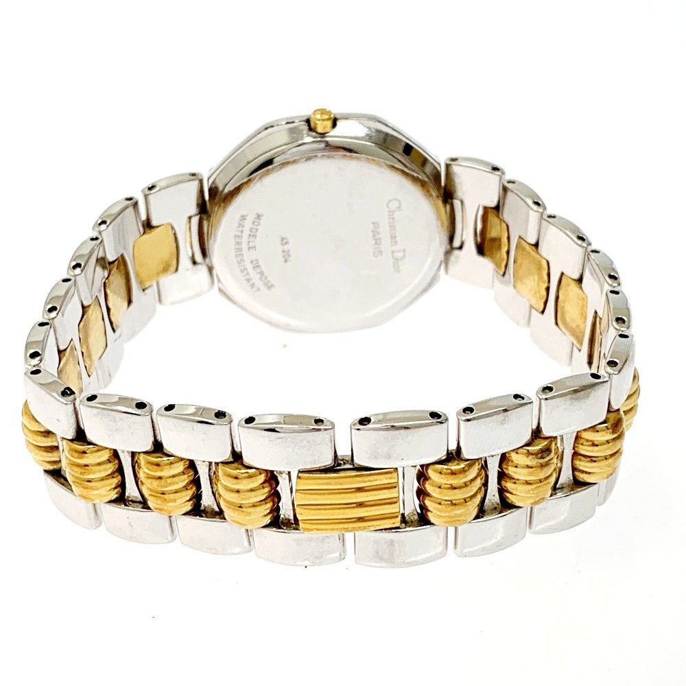 【1円スタート】Christian Dior クリスチャンディオール 45.204 オクタゴン SS×GP ゴールド文字盤 QZ ボーイズ腕時計 ジャンク 256962_画像5