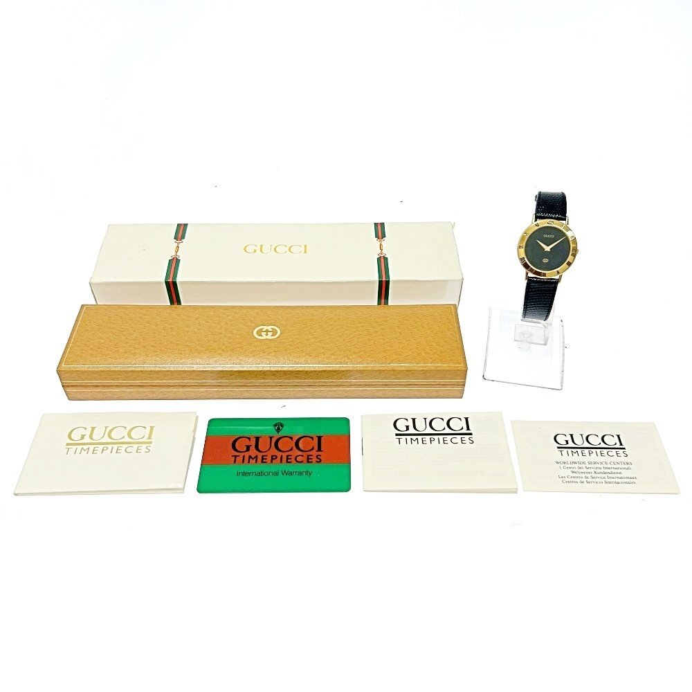 【1円スタート】【箱付き】GUCCI グッチ 3000M GP ブラック文字盤 クオーツ メンズ腕時計 ジャンク 256807_画像7