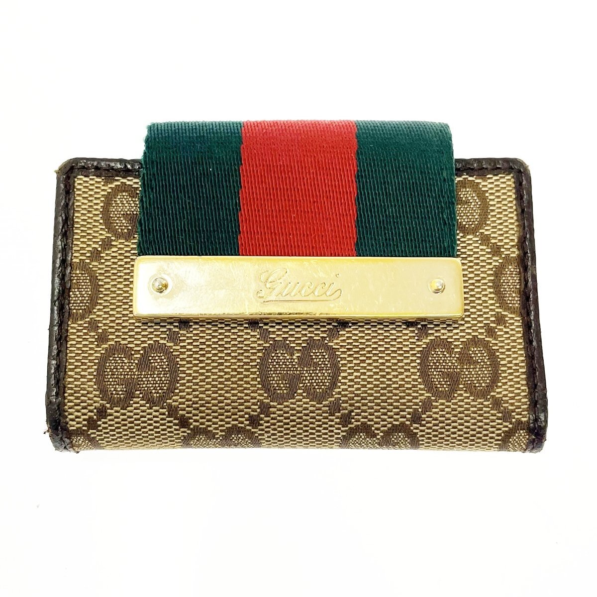 【1円スタート】【箱付き】GUCCI グッチ 181673・0416 シェリーライン GGキャンバス ブラウン 6連 キーケース 255095_画像1