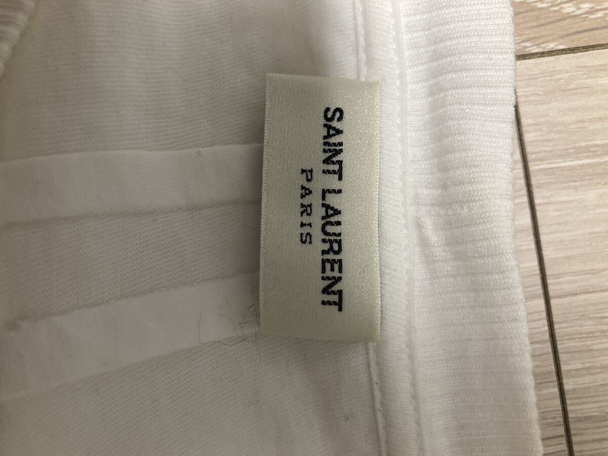 サンローランパリ カサンドラロゴ刺繍胸ポケットTシャツ / XS 白　ホワイト_画像3