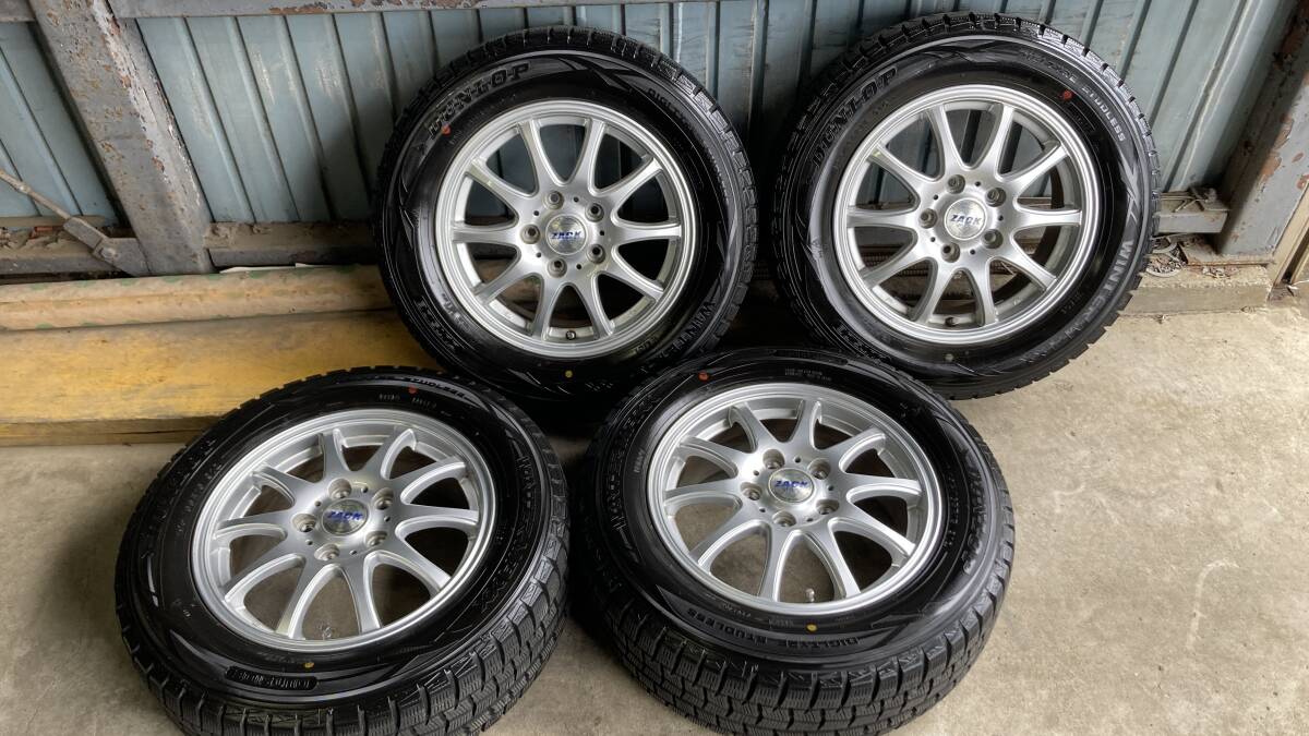 【バリ山】DUNLOP WINTERMAXX WM01 195/65R15+アルミホイール ZACK JP-102 15インチ 6j+53 pcd114.3 5hの画像1