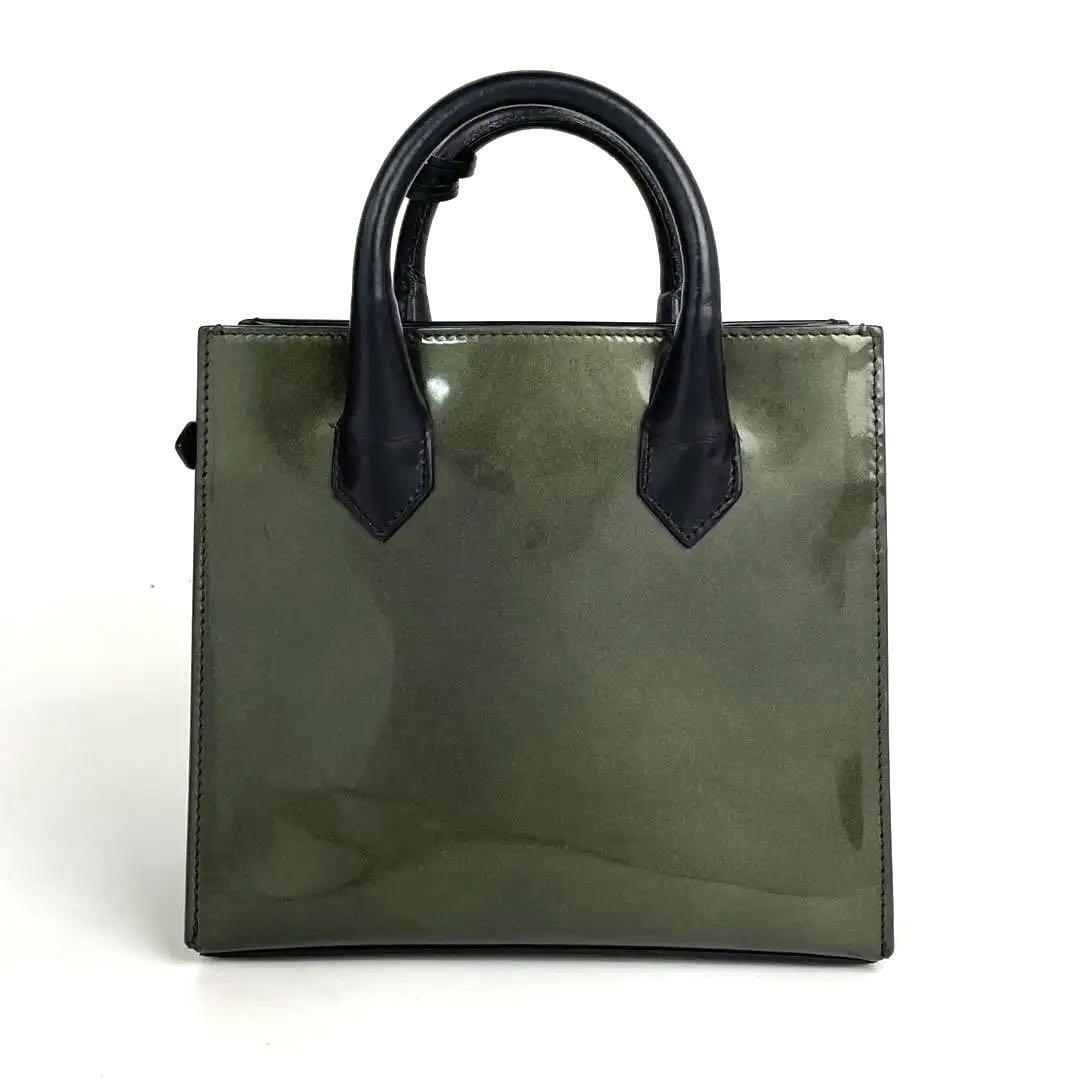 【美品】BALENCIAGA バレンシアガ ハンドバッグ 2way パドロック アフタヌーン ショルダーバッグ 斜め掛け パテント レザー 黒 カーキ