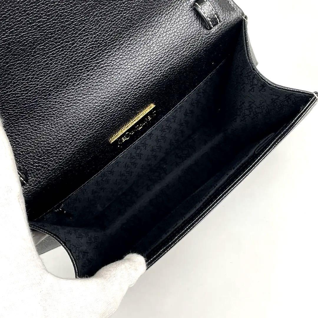 【極美品】Yves Saint Laurent イヴサンローラン ショルダーバッグ 2way YSL カサンドラ ステッチ 斜め掛け シボ革 レザー 黒 ブラック