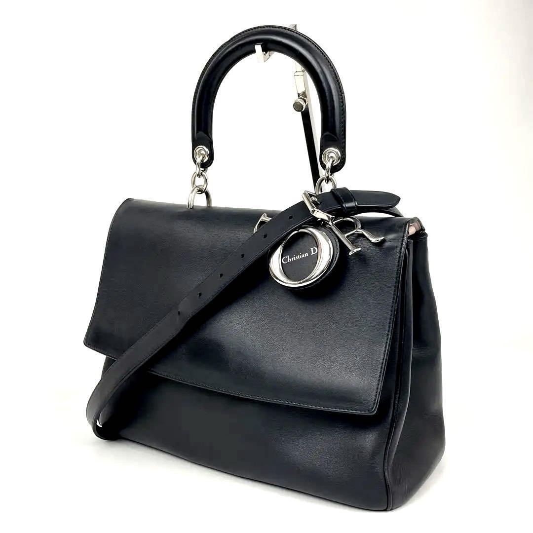 [ прекрасный товар ]Christian Dior Dior ручная сумочка 2way Be Dior сумка на плечо наклонный .. kana -ju машина f кожа чёрный черный 