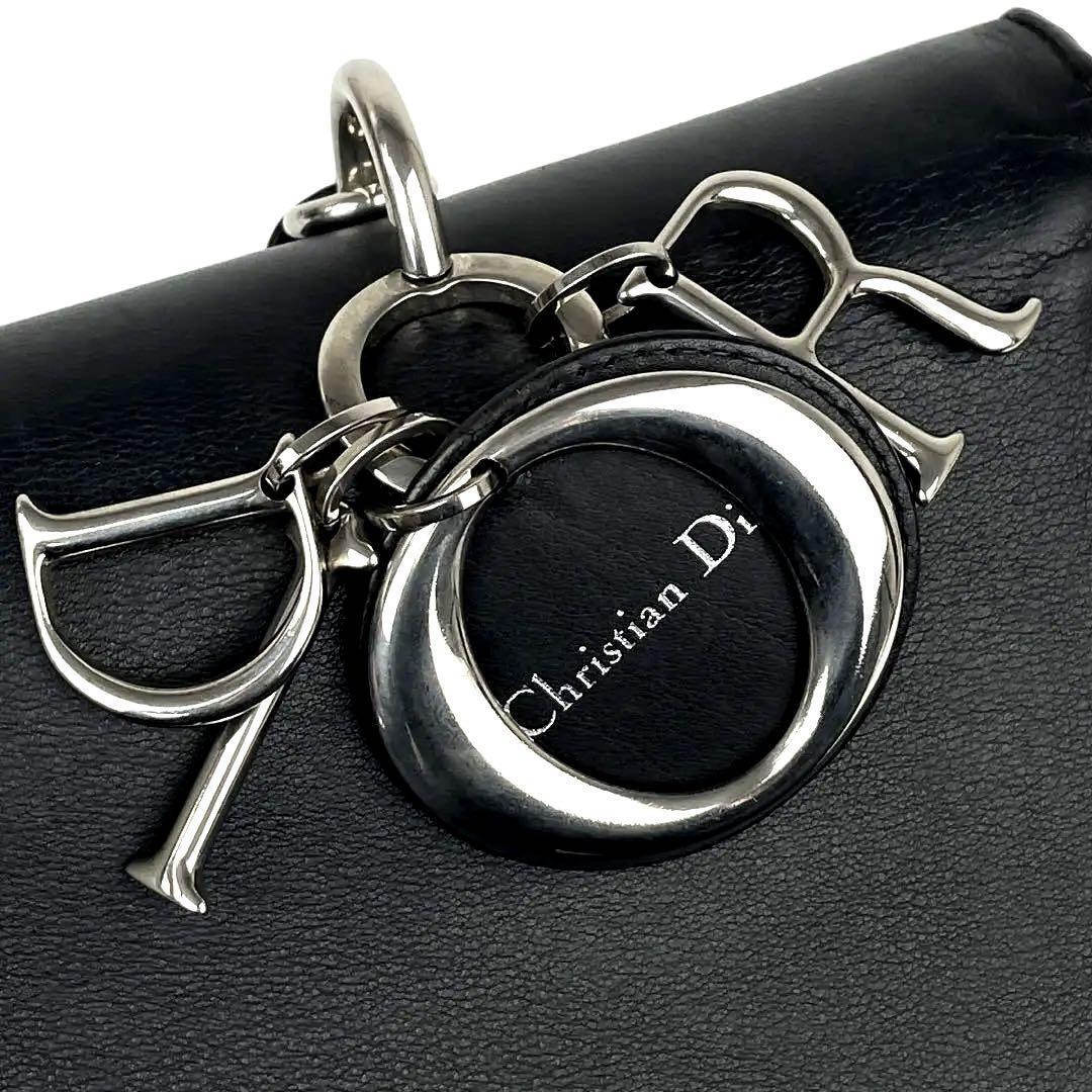 【美品】Christian Dior ディオール ハンドバッグ 2way ビーディオール ショルダーバッグ 斜め掛け カナージュ カーフレザー 黒 ブラック