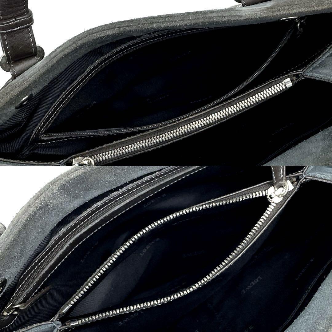 大人気●LOEWE ロエベ ハンドバッグ カモッシオ アナグラム ロゴ型押し トートバッグ 腕掛け シルバー金具 レザー スエード 茶色 グレーの画像8
