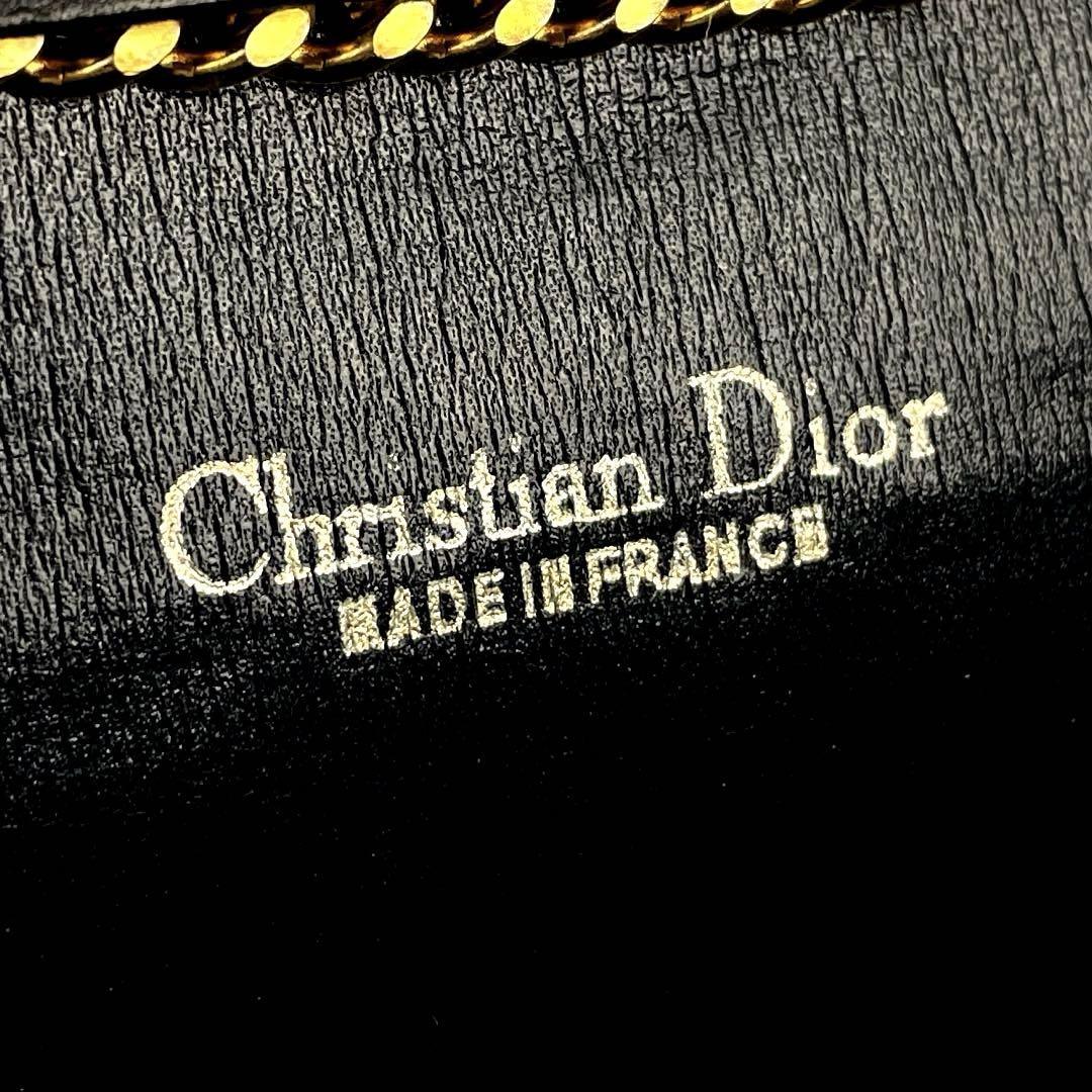 【極美品】Christian Dior ディオール ショルダーバッグ 2way CD金具 チェーン トロッター 斜め掛け レザー キャンバス 黒  ブラック
