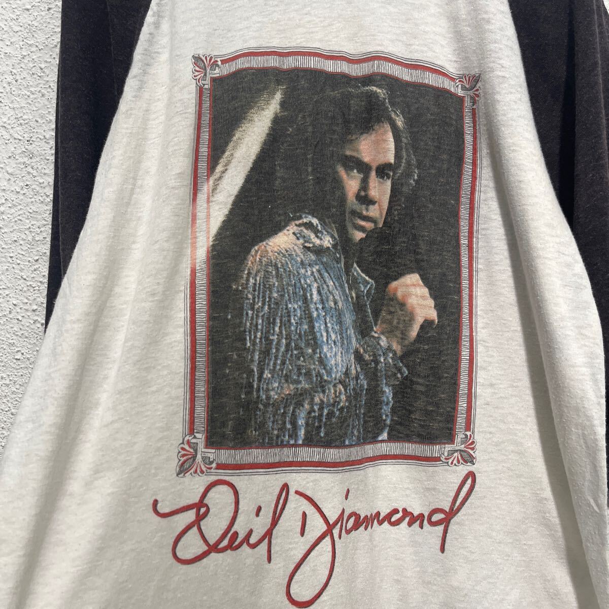 80s NEIL DIAMOND ラグラン 七分袖 Tシャツ S〜Mサイズ相当 アメリカ古着 160_画像4