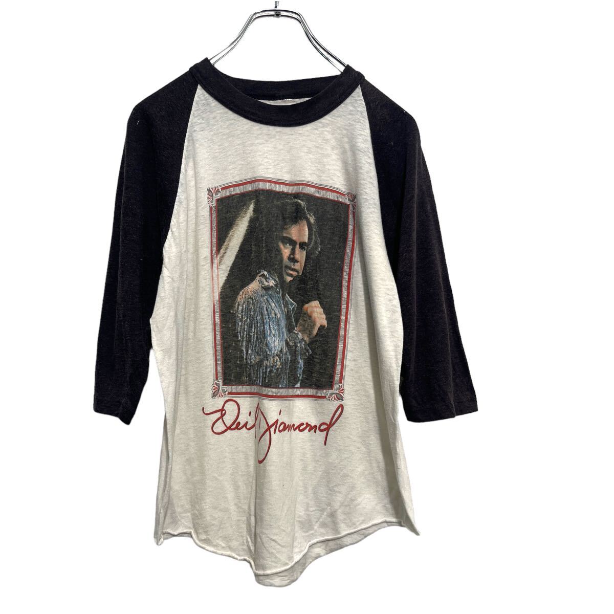 80s NEIL DIAMOND ラグラン 七分袖 Tシャツ S〜Mサイズ相当 アメリカ古着 160_画像1