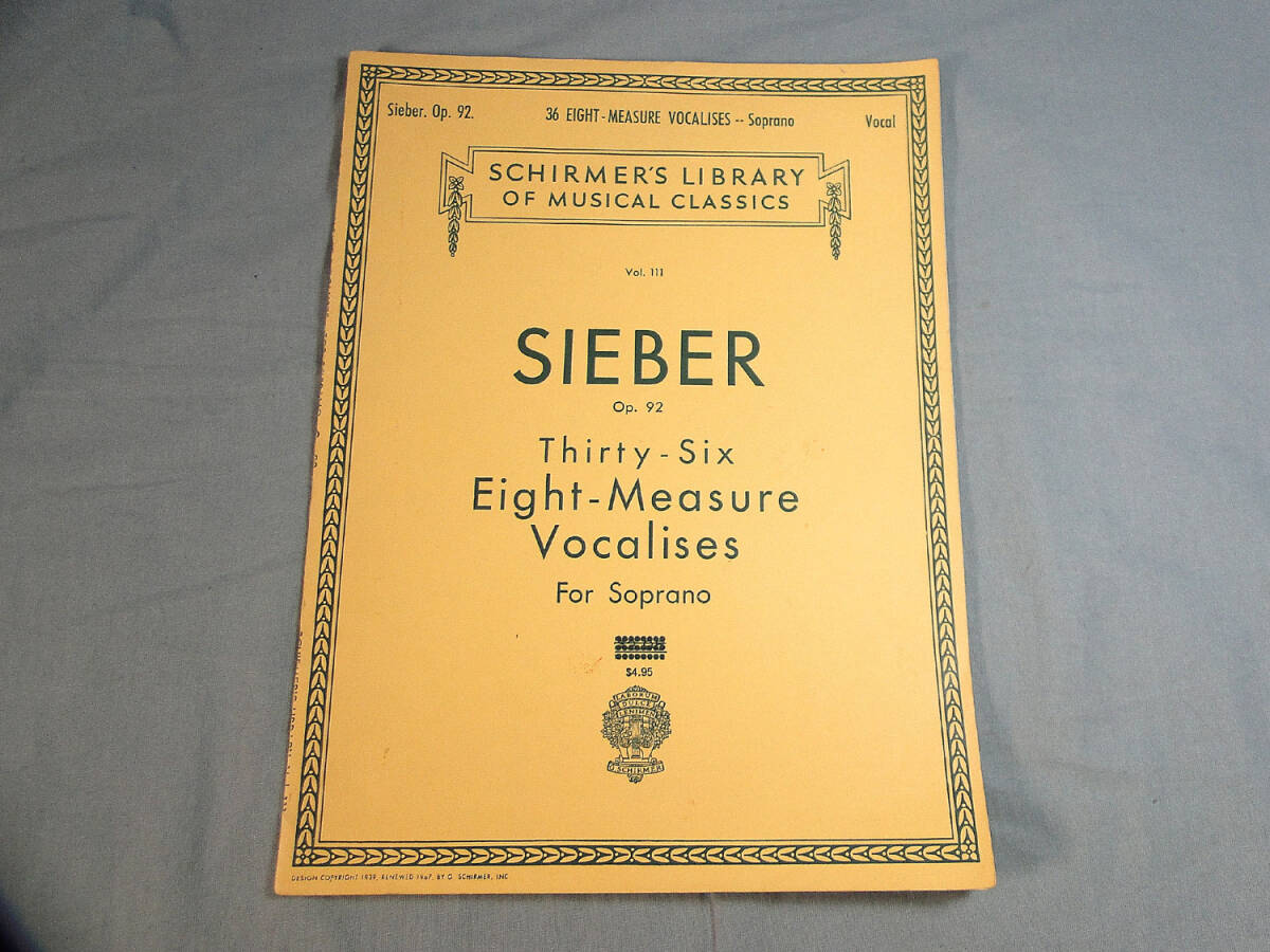 o) ヴォーカル、ピアノ ジーバー 36の八小節のヴォカリーズ/Op.92: ソプラノ用[1]4069_画像1