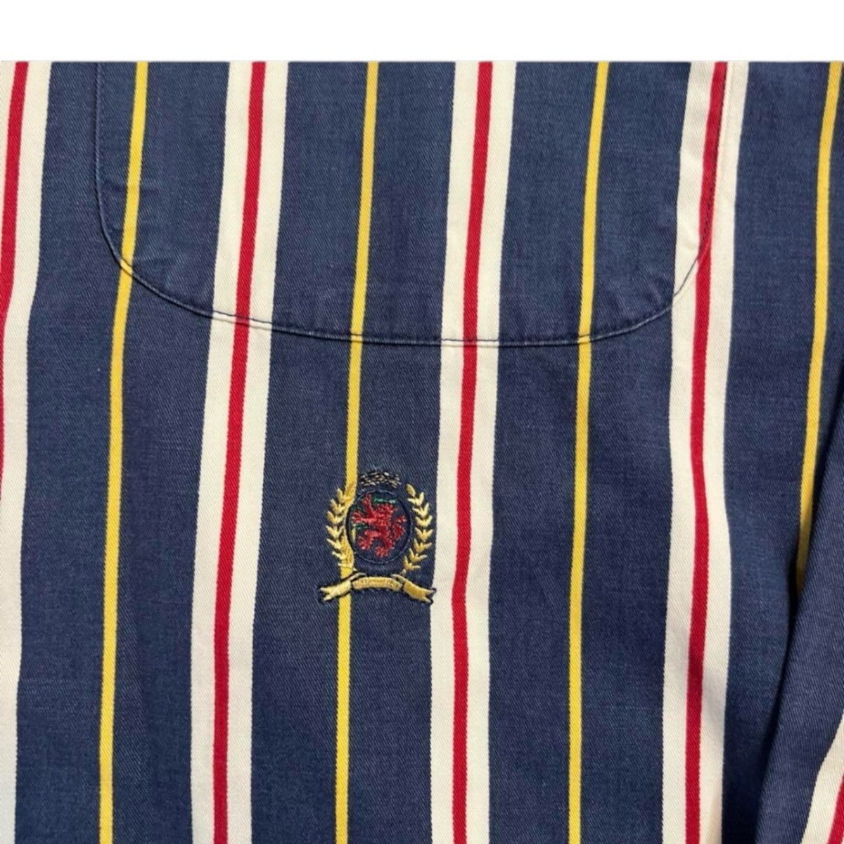 【美品】トミーヒルフィガー　Tommy マルチストライプシャツ　ボタンダウン　ビッグシルエット　Lサイズ　ビンテージ　古着　USED_画像10