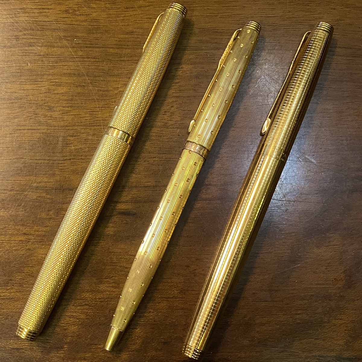 □PARKER ジャンク□金メッキのペン3本セット□万年筆/ノック式