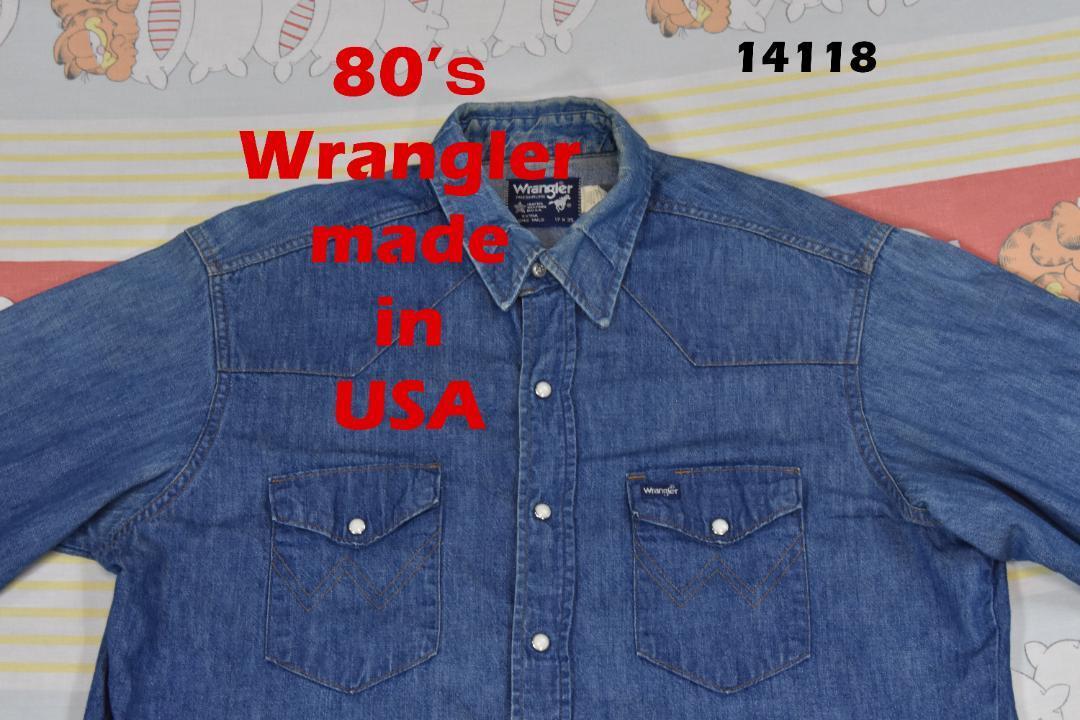 ラングラー 80s デニムシャツ 14118ｃ USA製 ビンテージ 00 90_画像1