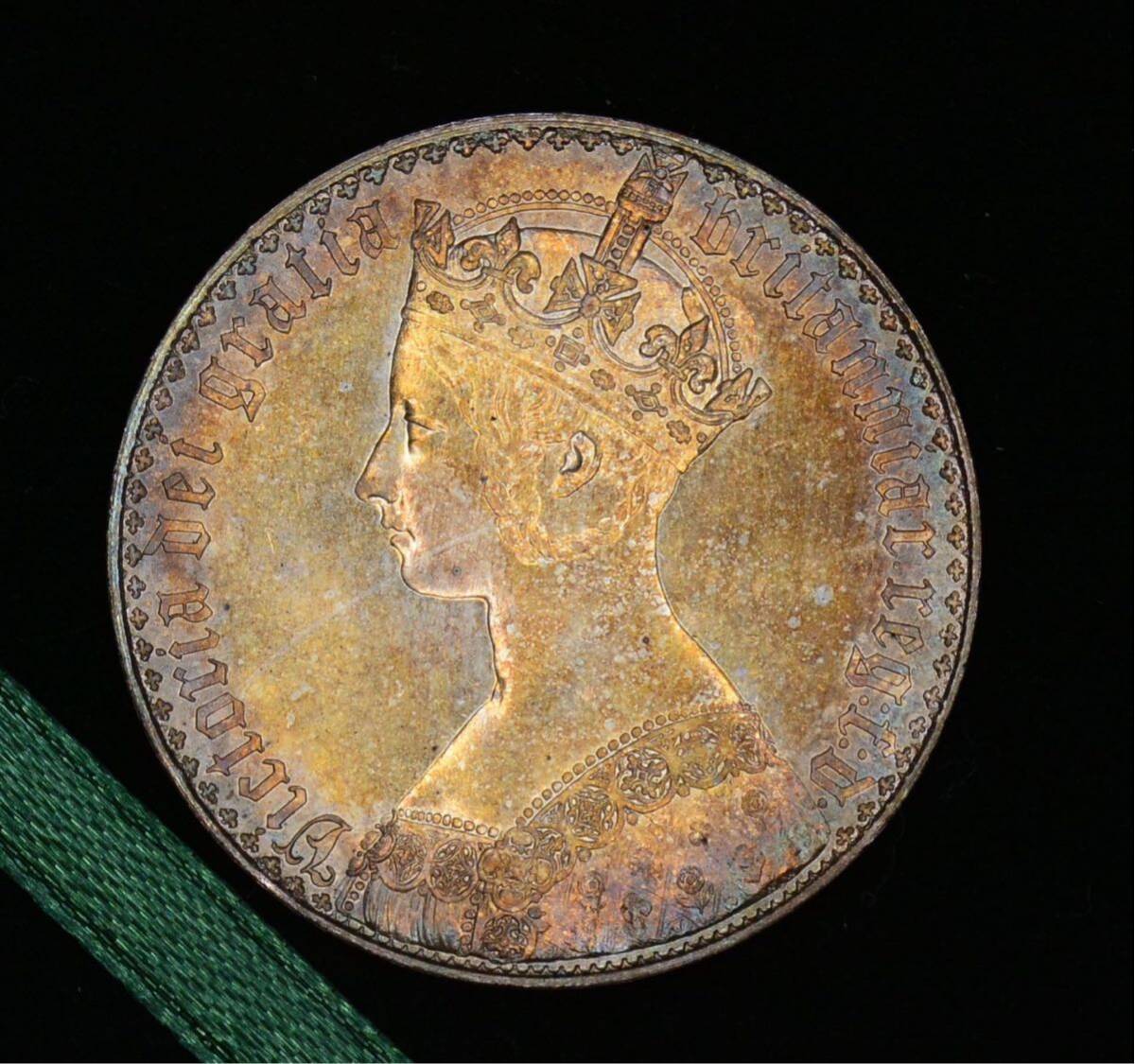 1847年 銀貨 イギリス ヴィクトリア女王 重量:約28.2gの画像1