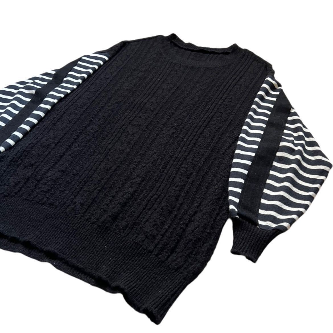 Rare 2017AW Y‘s docking wool over-size knit sweater Yohji Yamamoto archive collection Japanese label striped ヨウジヤマモト 希少_画像2