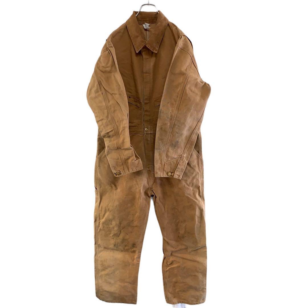 1 start J6 Carhartt 44 America old clothes USA made Duck coverall all-in-one Work working clothes Brown Carhartt men's 