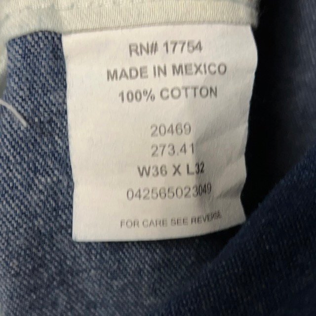 1 start KEY w36 America old clothes Mexico made jeans Denim overall ki. dark blue working clothes Work M26 men's 