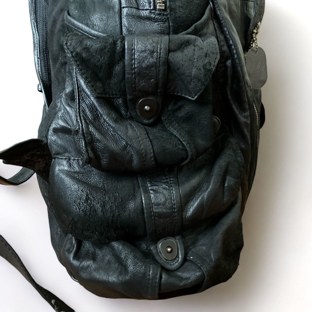 00\'s 14th addiction backpack leather black archive vintage bag rucksack leather KMRii ifsixwasnine L.G.B lgb share spirit rare