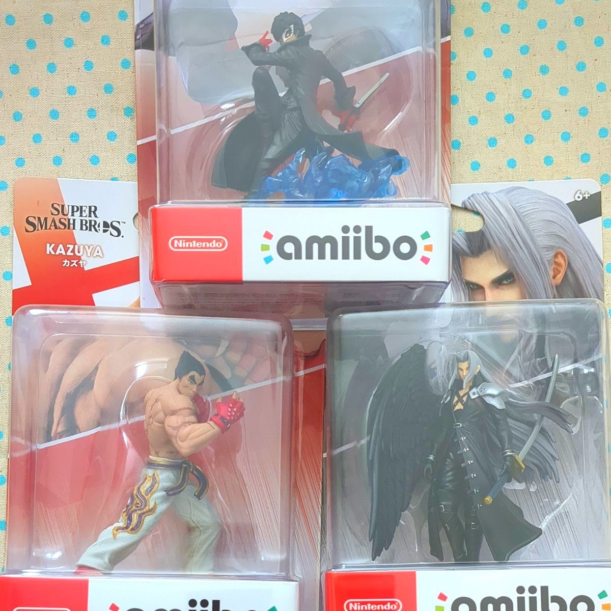 ａｍｉｉｂｏ カズヤ+セフィロス+ジョーカー3種セット （大乱闘スマッシュブラザーズシリーズ） 新品未開封 匿名配送 アミーボ