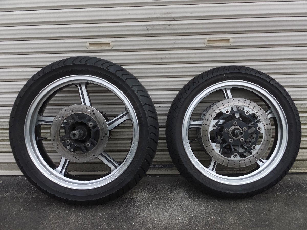 ゼファー550/400 純正 当時物 ホイール 前後セット アクスルシャフト付き ZEPHYR 絶版旧車 KAWASAKI 検/ゼファー750 RS Z400FX Z400GP GPz4_画像1