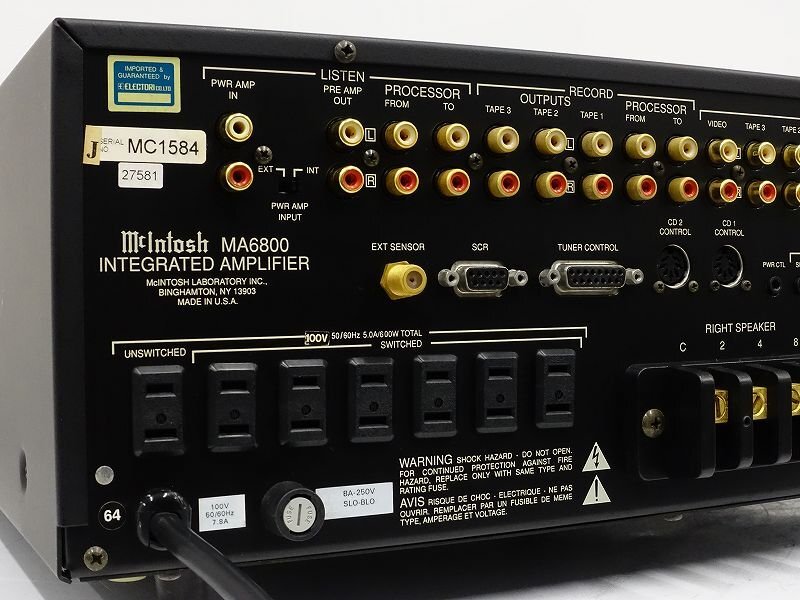 ■□McIntosh MA6800 プリメインアンプ マッキントッシュ 正規品□■019588001W□■の画像5