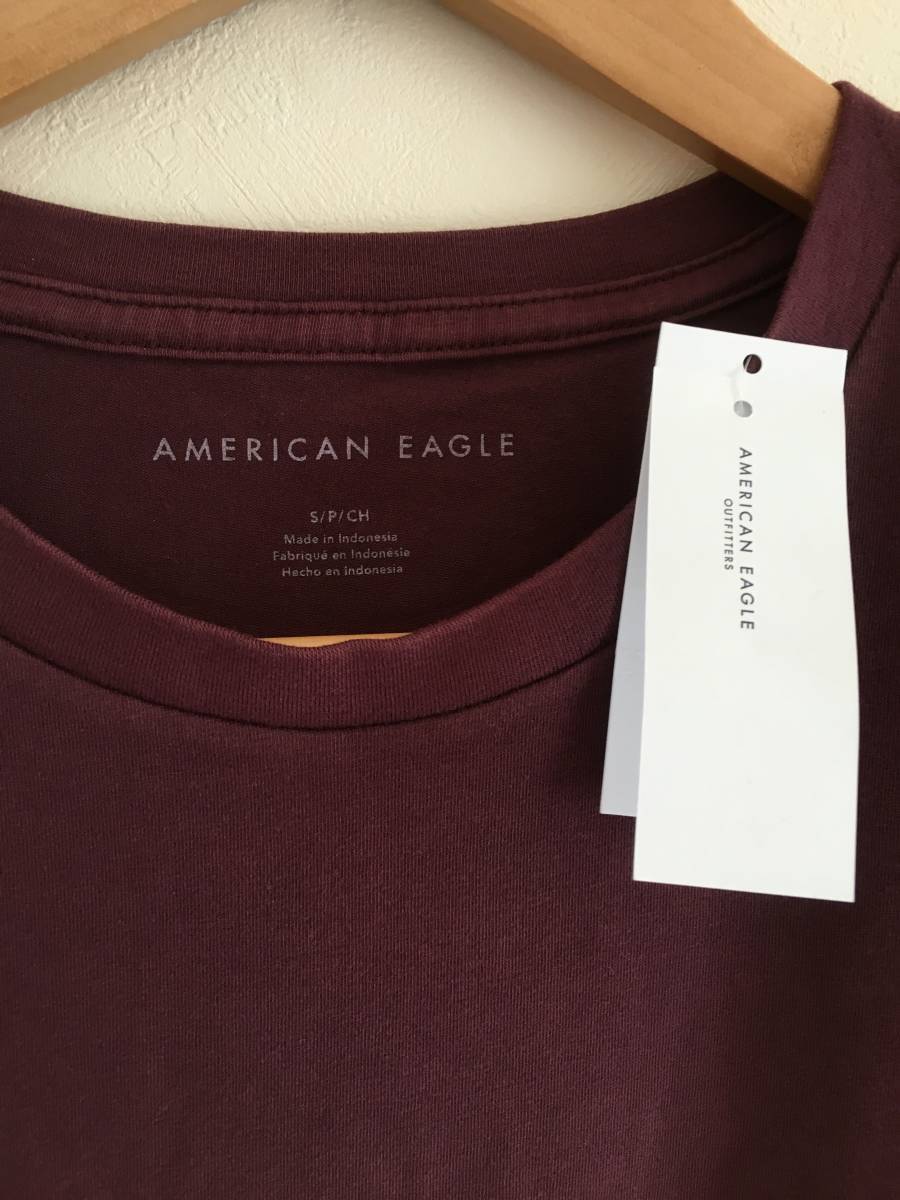セール! 正規品 本物 新品 アメリカンイーグル 鷹 刺繍あり 大人のカラー バーガンディ Tシャツ AMERICAN EAGLE 高級感あり XS ( S_画像2