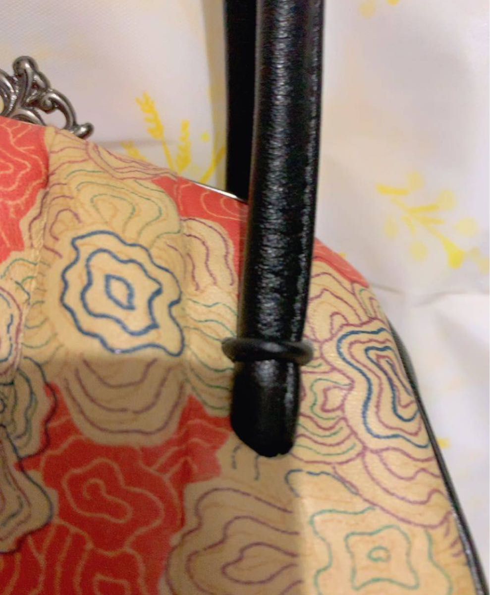 着物バッグ　和装　がま口　ガマ口　昭和レトロ 日本　革製　軽量　花柄　手提げバッグ 和装バッグ お茶席 訪問着