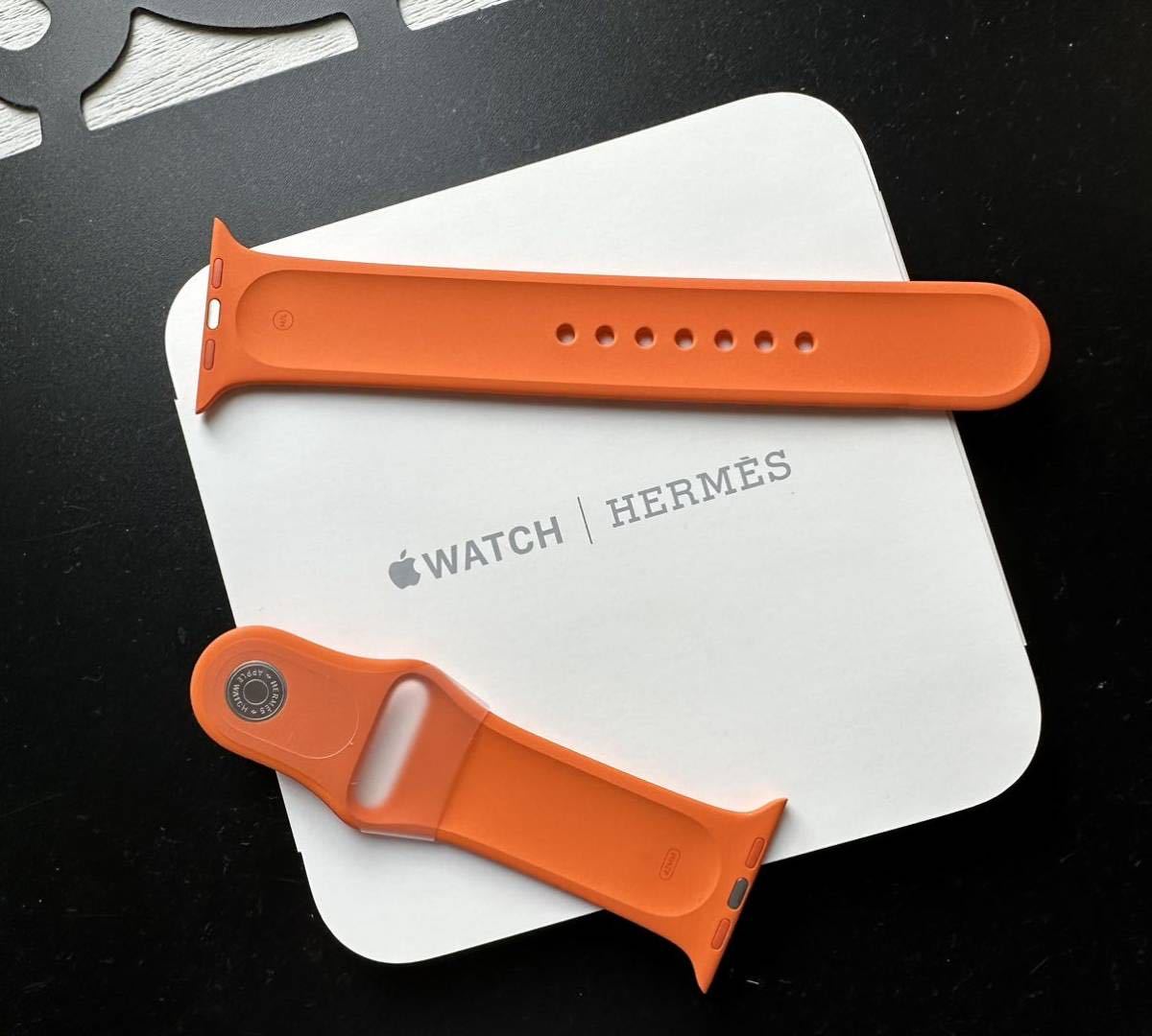 ☆新品・未使用 純正品 Apple Watch HERMES 42mm 44mm 45mmスポーツバンド オレンジ エルメス アップルウォッチ ★_画像2