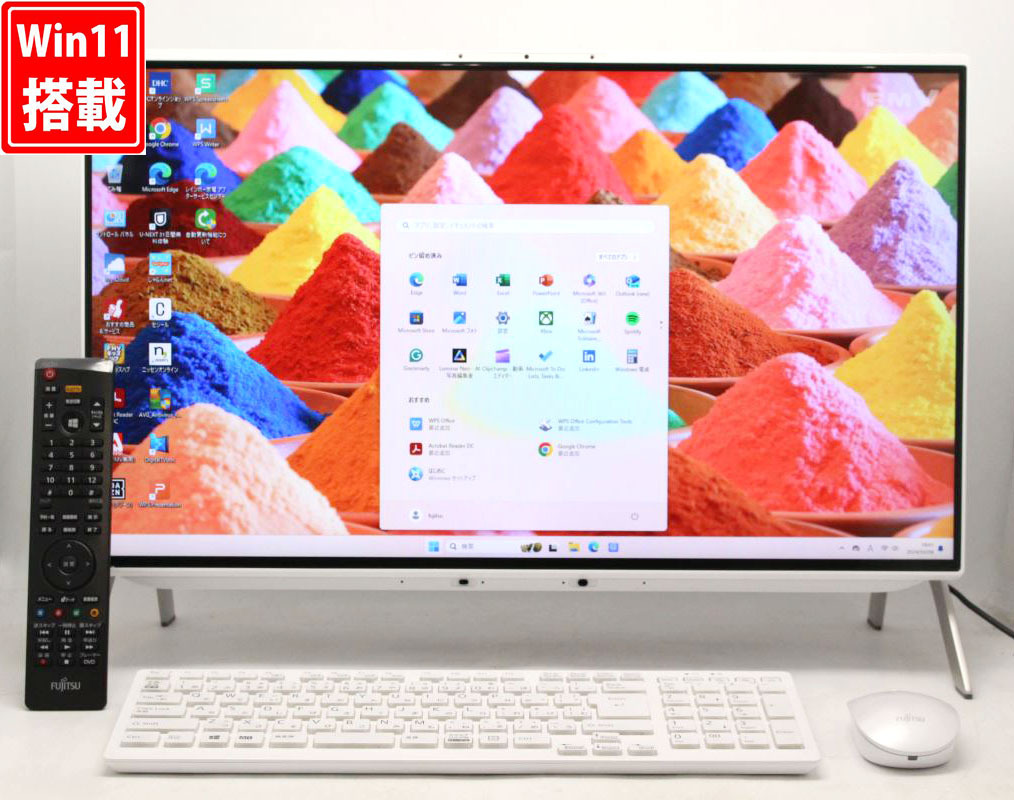 美品 FHD 23.8型液晶一体型地デジ Fujitsu ESPRIMO WF1/F1 顔認証 Blu-ray Windows11 / i7-1165G7 16GB NVMe 256GB-SSD + 1TB-HDD 管:1807h_画像1