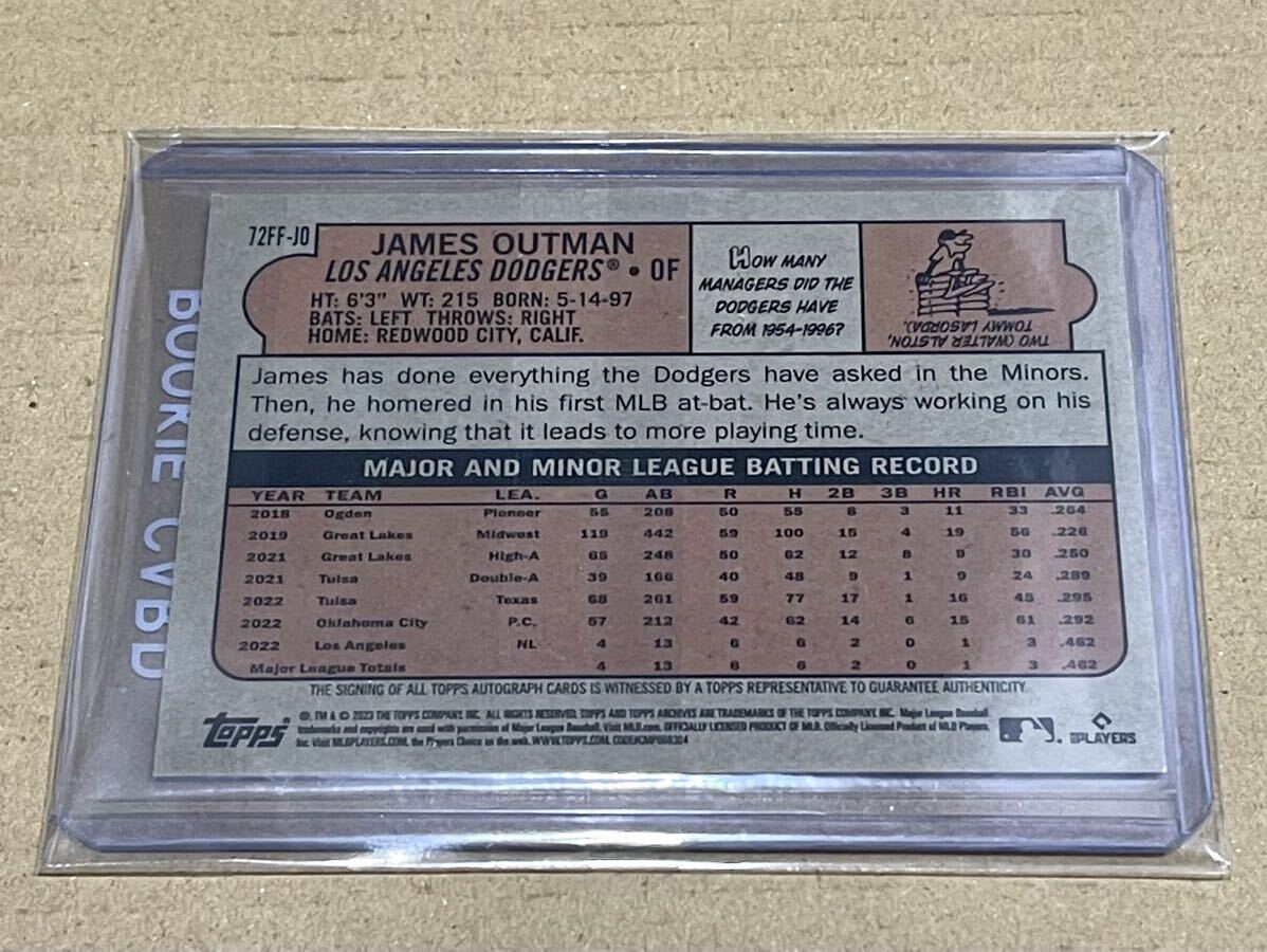 james outman auto TOPPS 2023 archives ジェームズ・アウトマン 直書き 直筆サインカード Dodgers ドジャース RC ルーキーカード_画像2