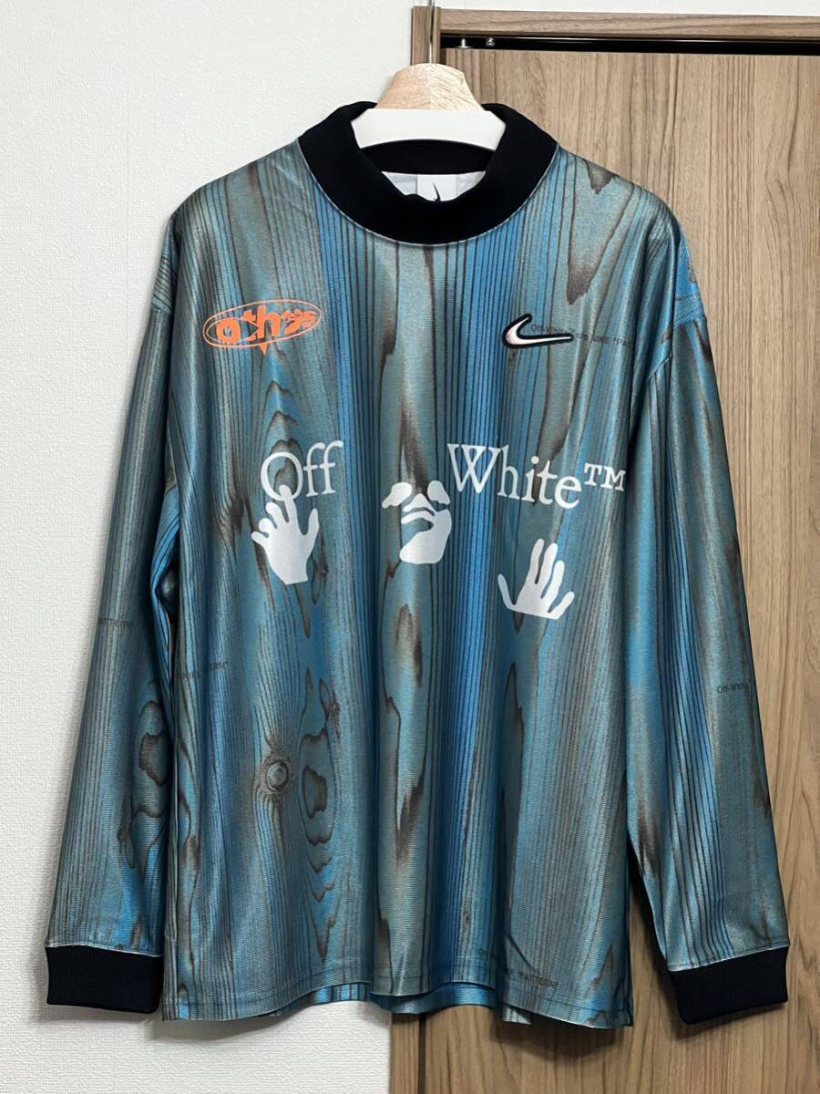 新品未使用 NIKE x OFF-WHITE Men’s JERSEY IMPERIAL BLUE DN1701-411 Lサイズ ナイキオフホワイト サッカーシャツ ジャージの画像1