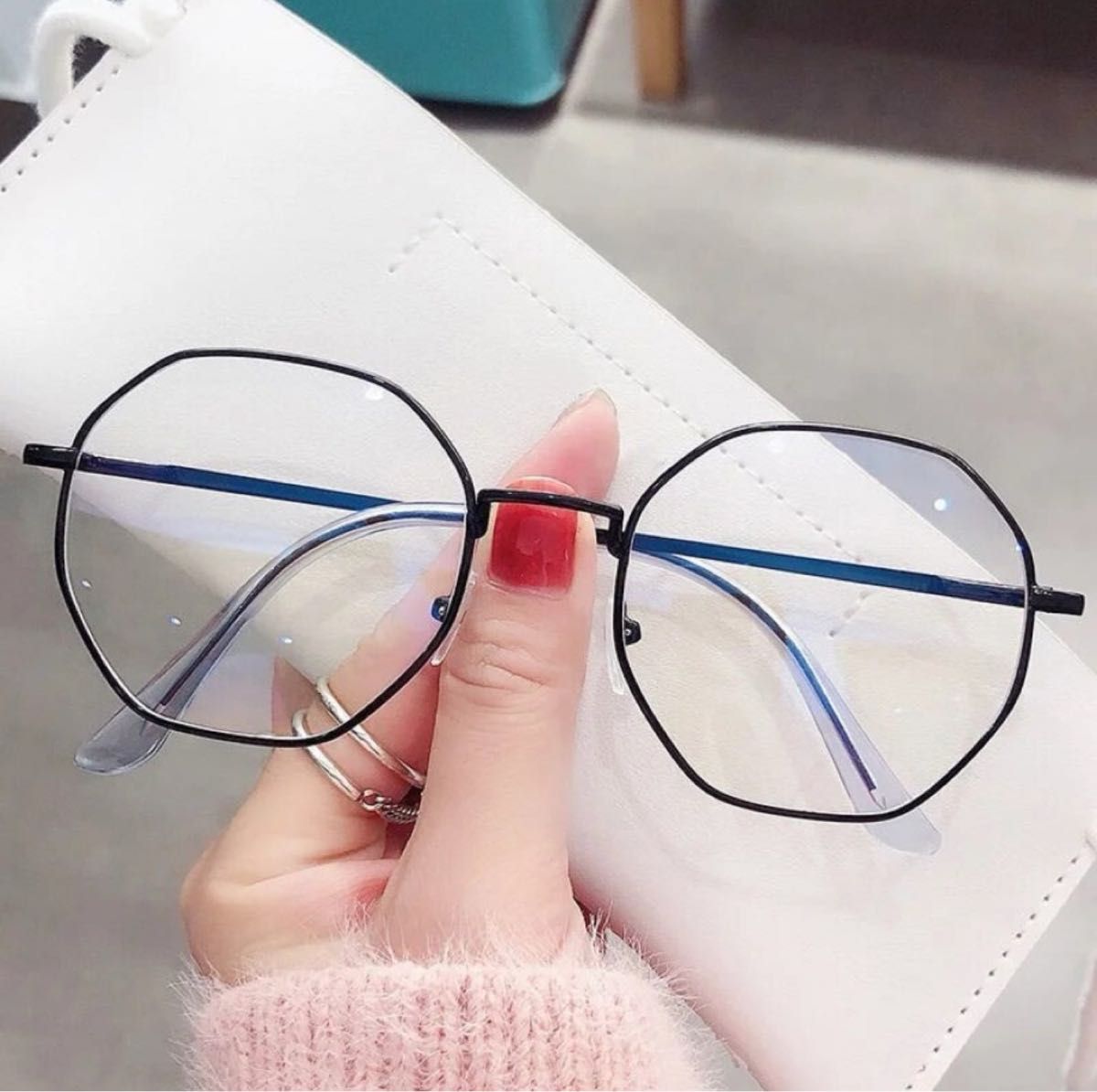 近視メガネ －2.5黒 度入りメガネ おしゃれ 大きめフレーム 度あり 韓国