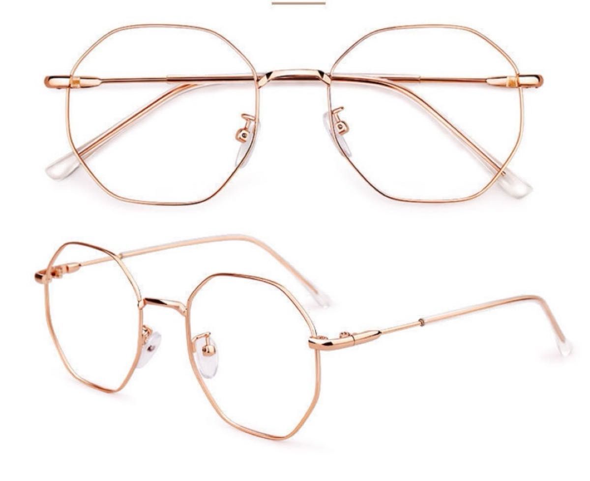 近視メガネ －3.0 ピンクゴールド度入りメガネ おしゃれ 大きめフレーム韓国