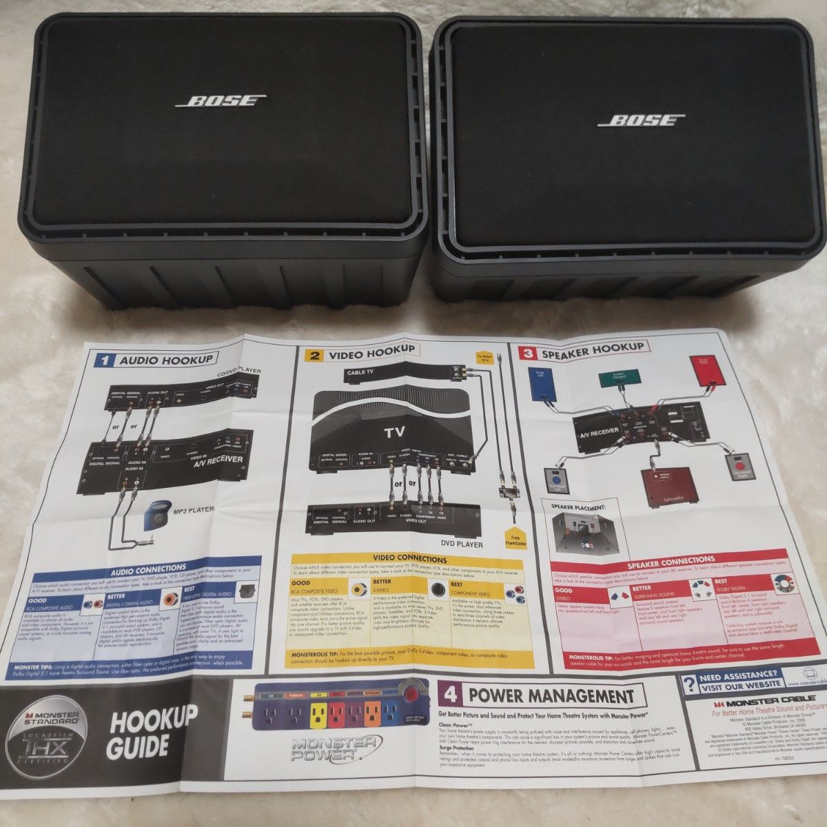 BOSE 天吊りスピーカーセット 説明書あり 配線パーツ全部あり BOSE 天吊りスピーカーセット 説明書あり 配線パーツ全部あり