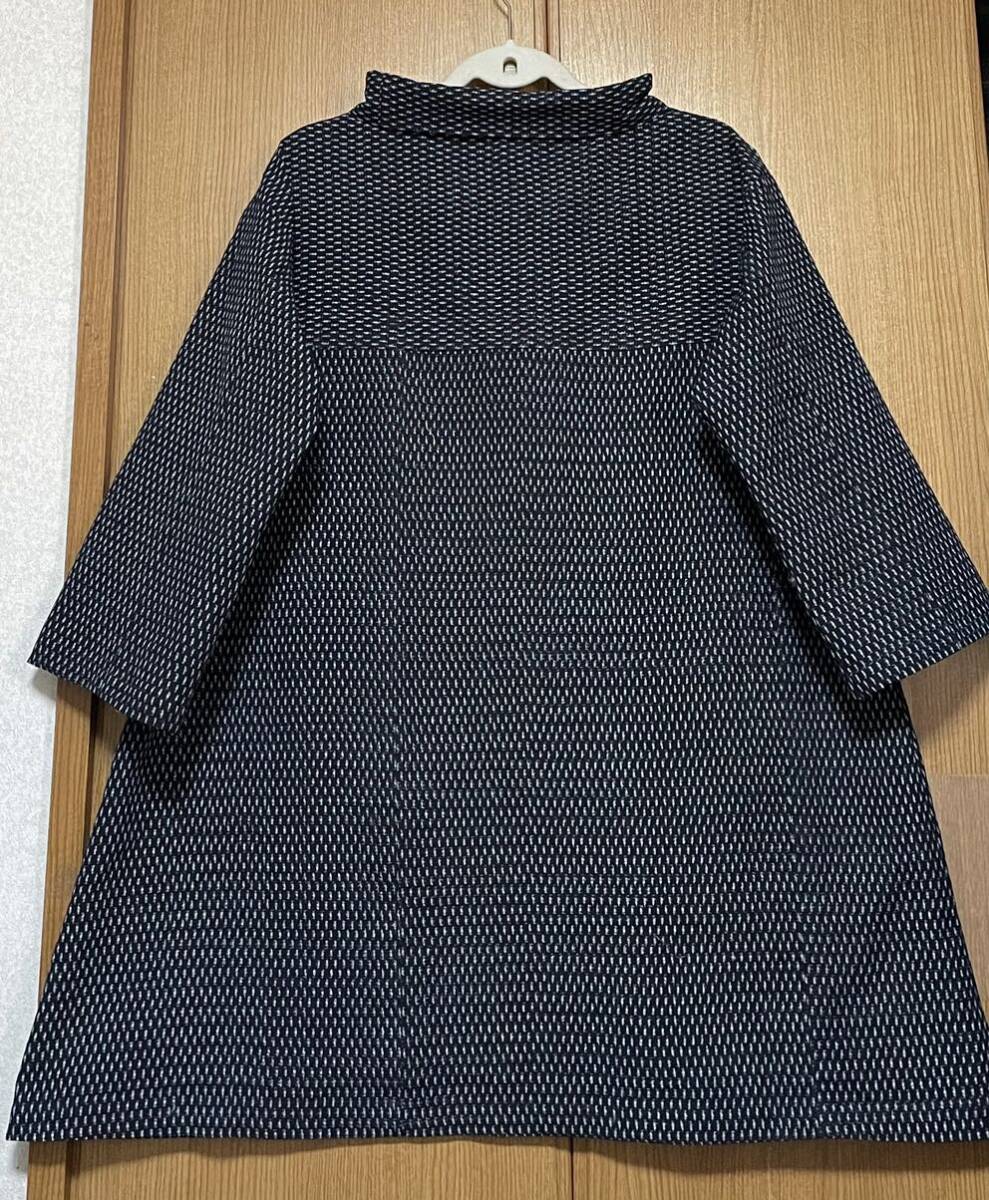 着物リメイク ロールカラー 絣(木綿)のAラインチュニックワンピース 身幅59センチの画像6