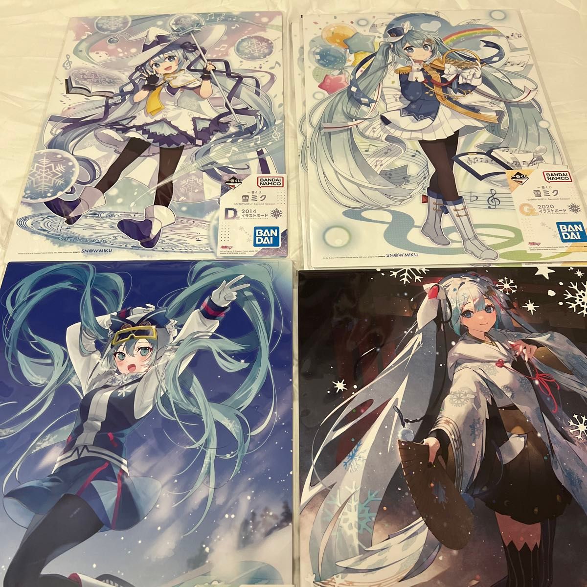 雪ミク1番くじ 書き下ろしイラストボード4点セット 未開封 雪ミク1番くじ 書き下ろしイラストボード4点セット 未開封