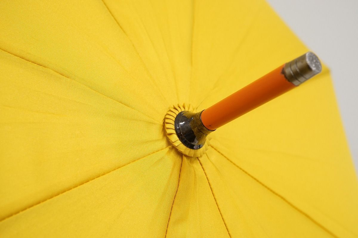 傘 OUTDOOR PRODUCTS アウトドアプロダクツ 紳士耐風傘 USED品 イエロー ロゴ ジャンプ 大判 65cm C A0417_画像5