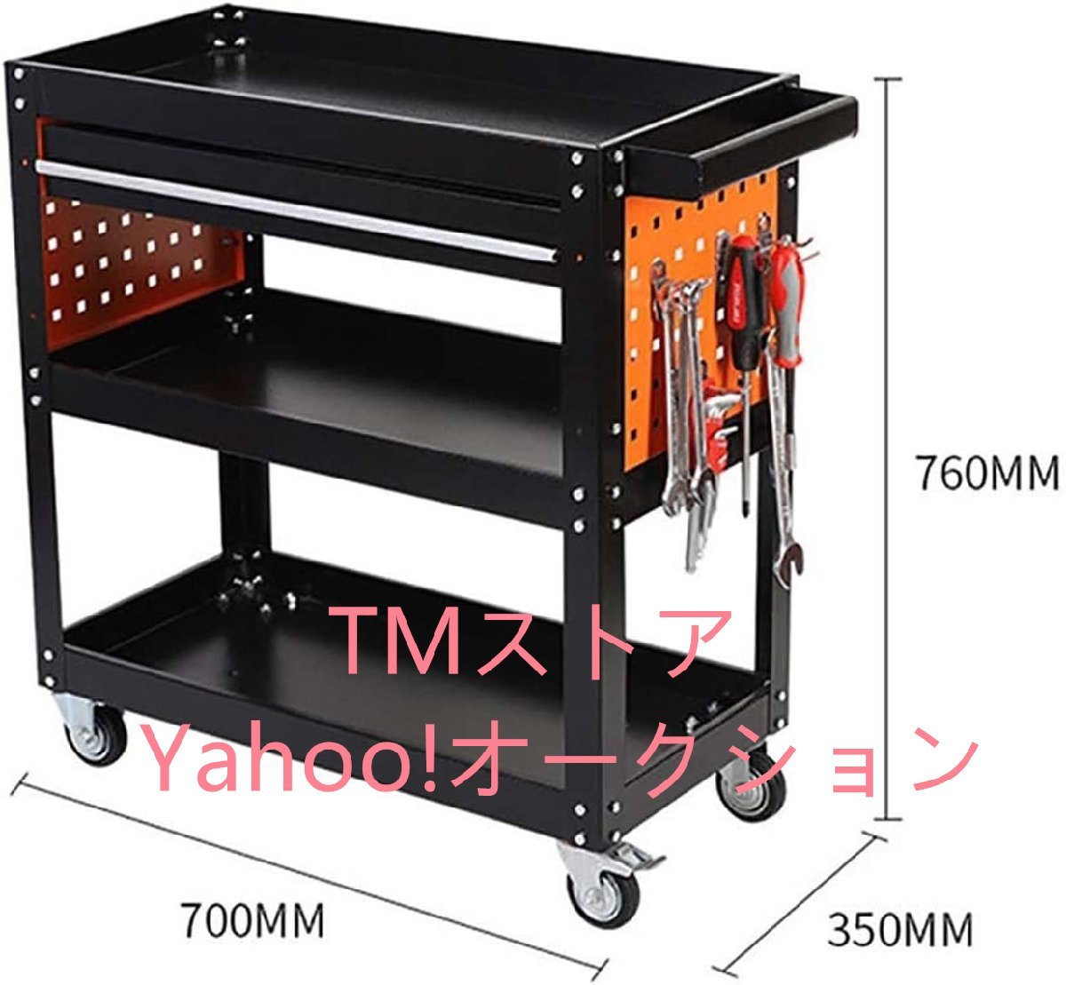 ツールワゴン 工具カート 工具台車 作業台 工具棚 ツールカート 3ティアシェルフヘビーデューティガレージワークショップDIY工具収納_画像8