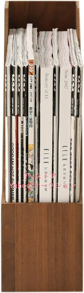 本 収納 ブックスタンド 本立て 木製 卓上収納 雑誌/新聞/書類入 オフィス 卓上本棚 デスク 小物入れ (ダークブラウン)_画像3