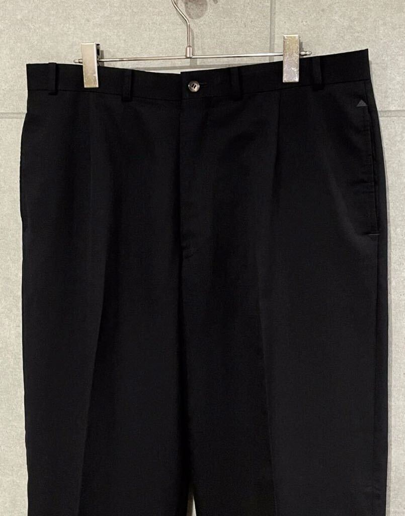 シンプルなデザイン！ 日本製 Papas パパス ウール パンツ スラックス ブラック 黒 54/XLサイズ メンズ 大きいサイズ 送料込 新規×_画像5
