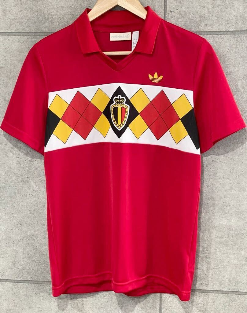 1円〜 大人気！ adidas Originals アディダス Retro Belgium Football Jersey ベルギー ジャージ サッカーシャツ 復刻 M サッカー 新規×_画像2