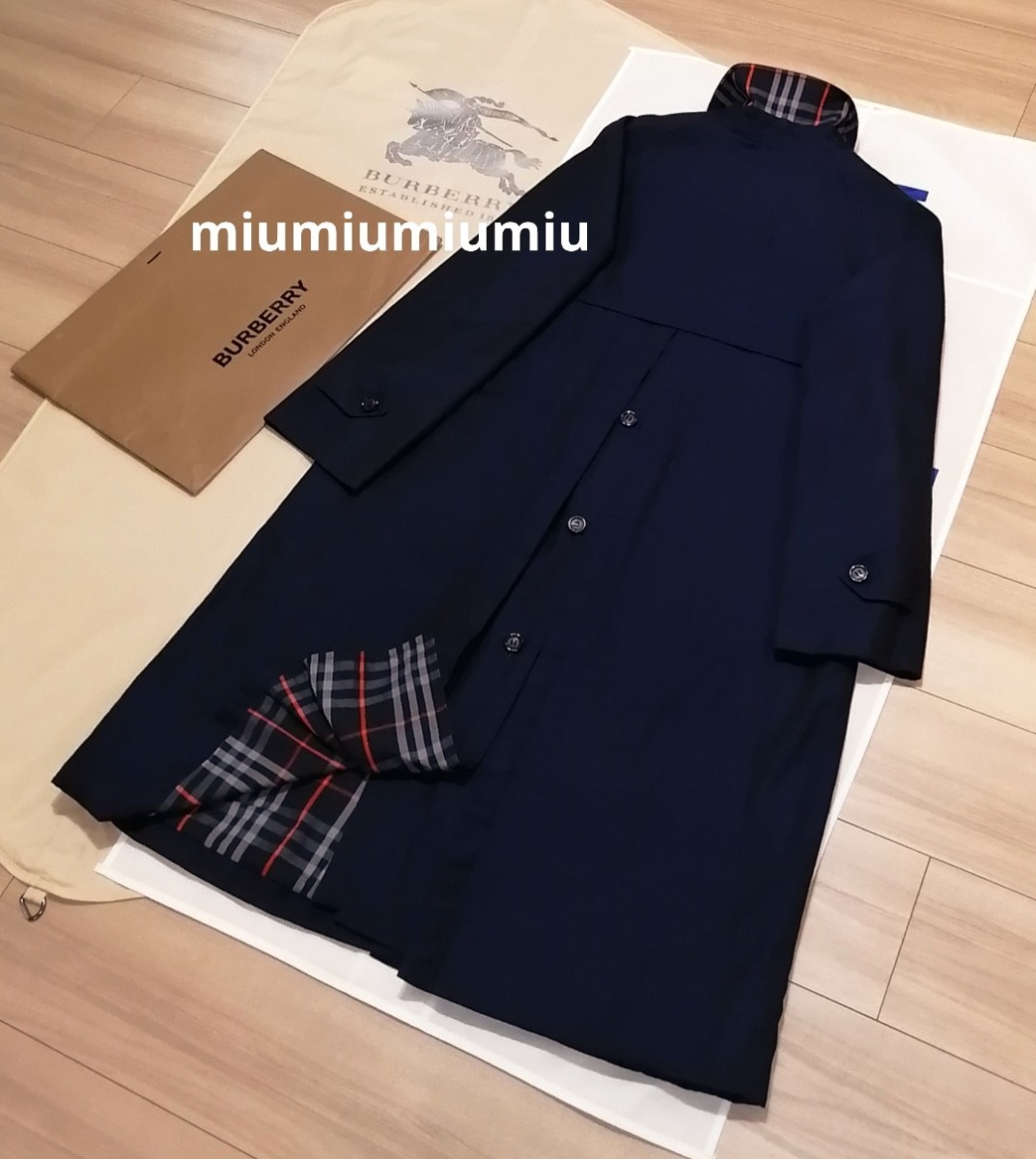 本物上質●　バーバリーロンドン　BURBERRY LONDON ノバチェック ステンカラーコート トレンチコート ロング丈　ライナー付き　M L 11号_画像6